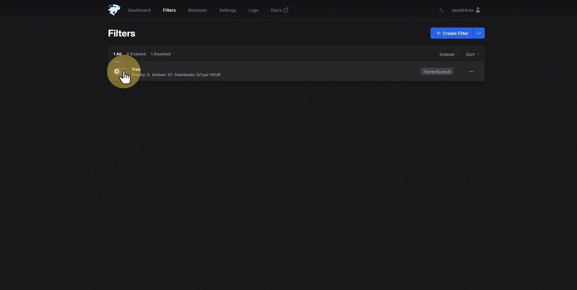 Click "to enable filter"