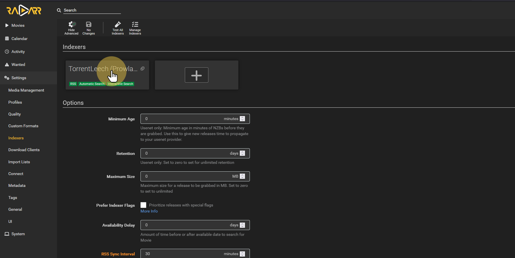 You will see your Prowlarr Indexers are now showing